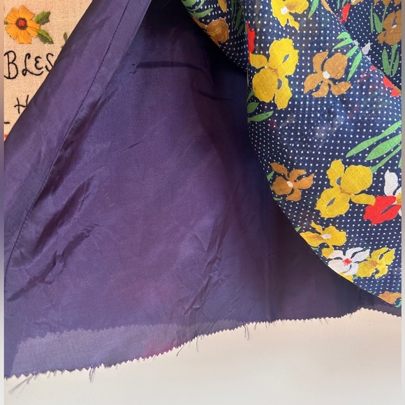 Vintage 1970s Navy Floral Maxi Skirt Cotton Blend A-Line Boho Cottagecore Skirt - Picture 9 of 9